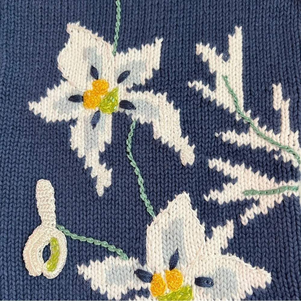 Storybook Knits Celestial Blooms Vintage 90s Floral Embroidered Cardigan S - Picture 10 of 16